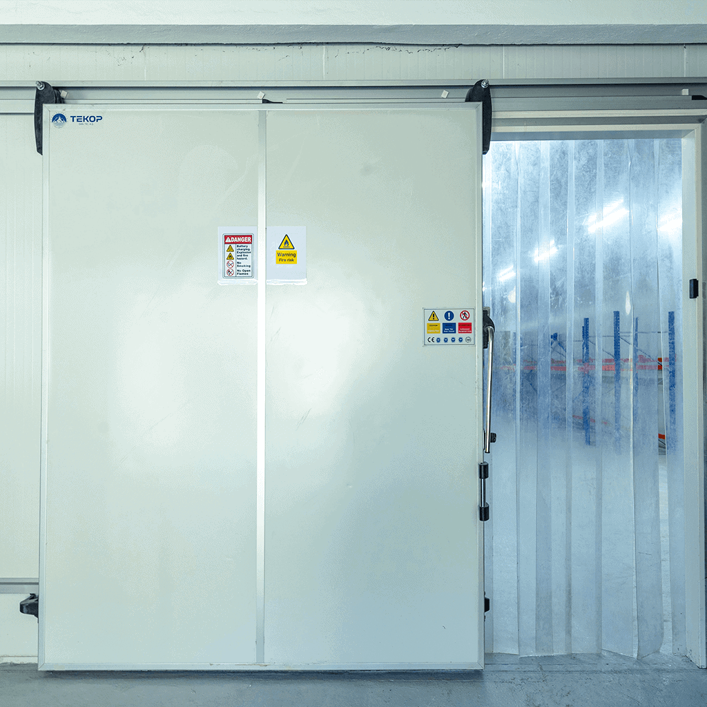 Sliding cold room door by Tekop Refrigeration – insulated industrial door for cold storage